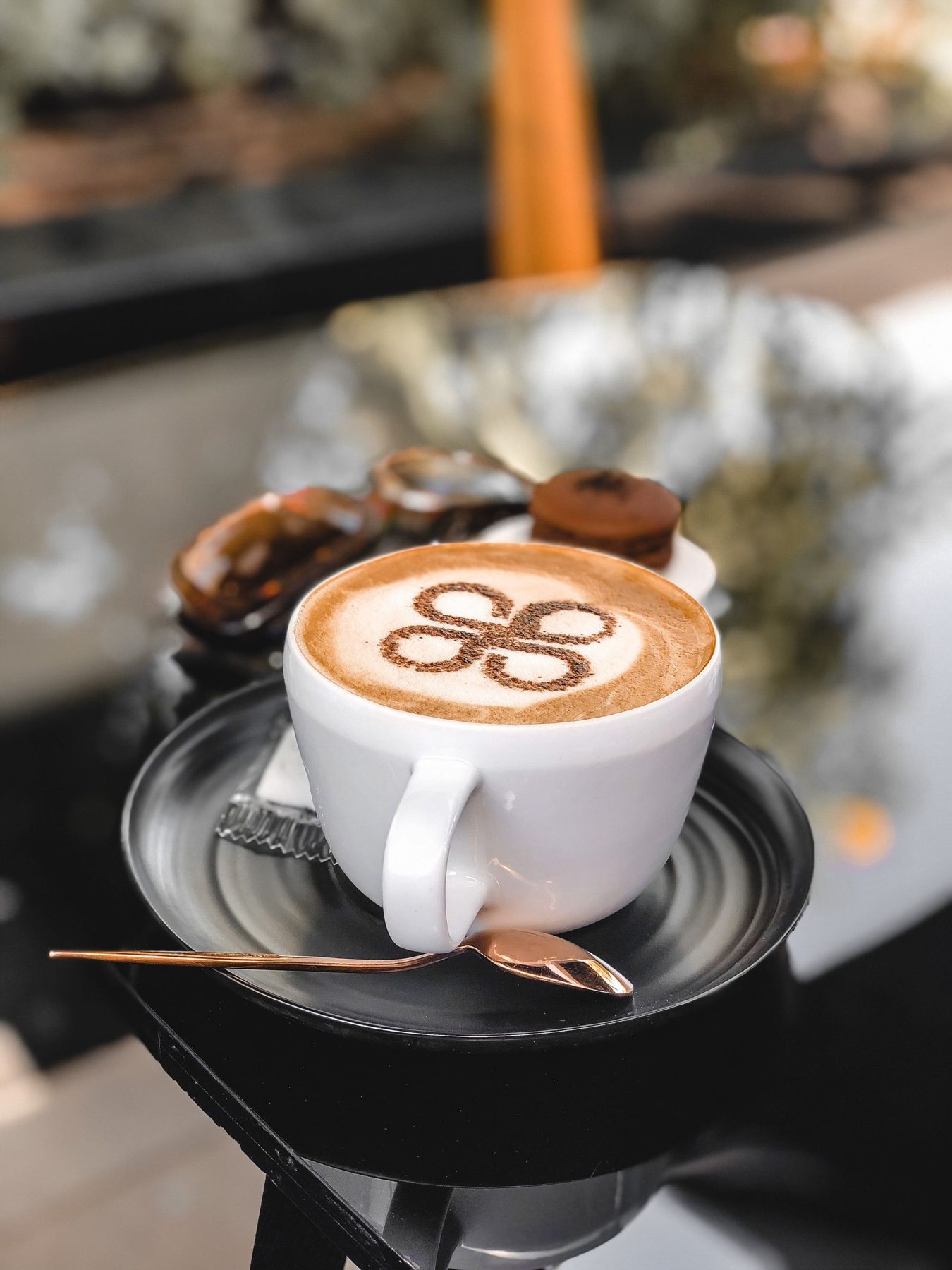 Latte and dessert